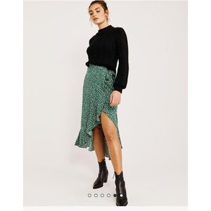 ABERCROMBIE & FITCH Ruffle Wrap Midi Skirt